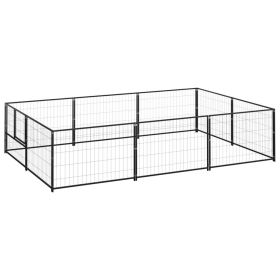 Dog Kennel Black 64.6 ftÂ² Steel (Color: black)